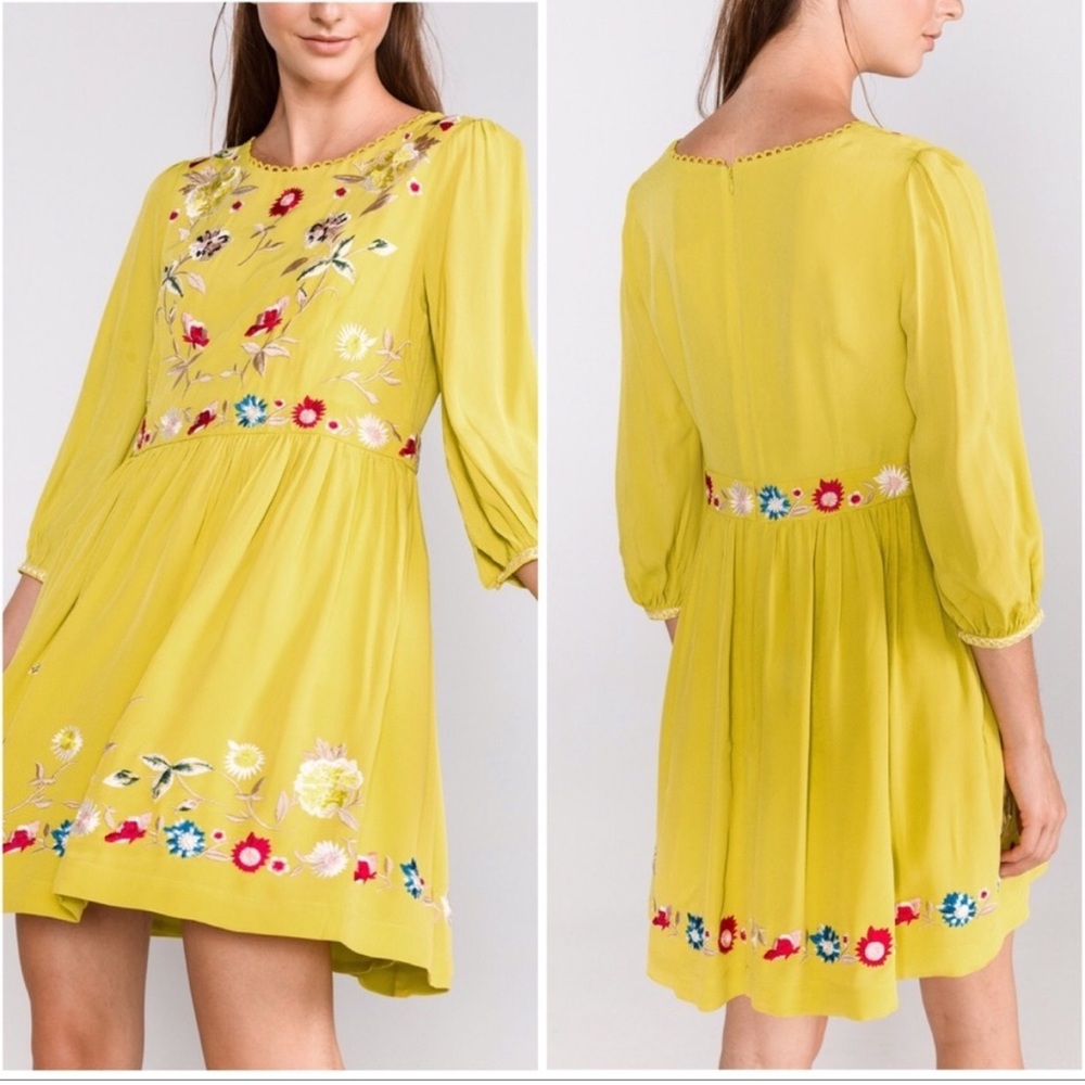 French Connection Embroidered Crepe Dress